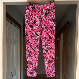 Lilly Pulitzer 28” Inseam Golf Active Athletic Pants Sz 4 Floral Print Navy Pink